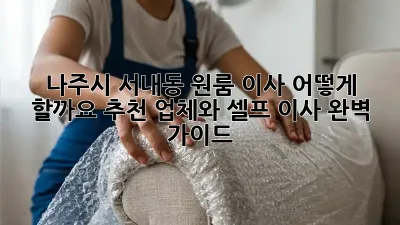나주시 서내동 원룸 이사, 어떻게 할까요? 추천 업체와 셀프 이사 완벽 가이드